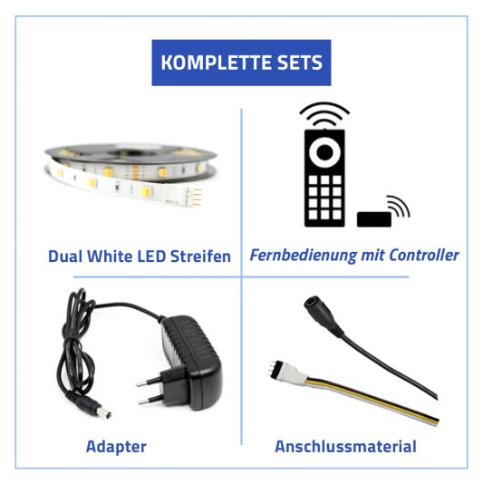 1 Meter Dual White LED Streifen komplettes Set - Basic 60 Led's