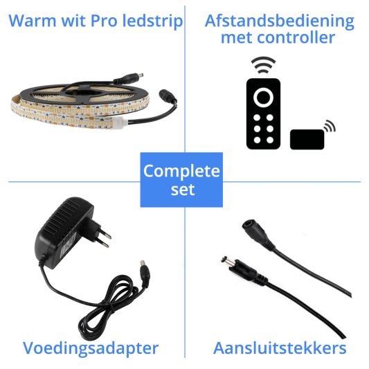 1 Meter LED Streifen Warmweiß Pro 420 - komplettes Set