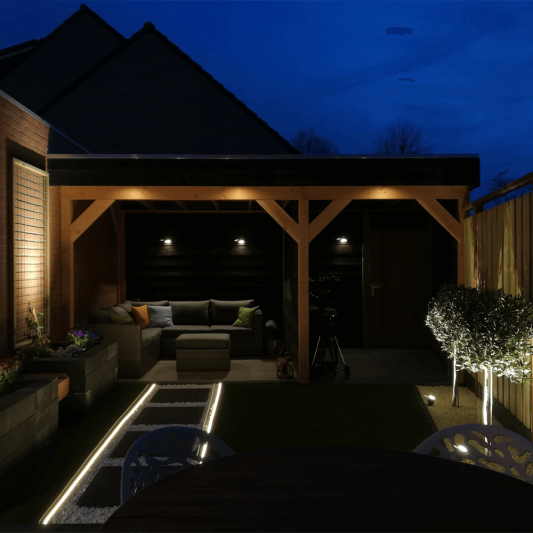 9 Meter Neon LED Flex Midi gerade warmes Weiß - Komplette Set -Neonbeleuchtung mit Bodenspießungen