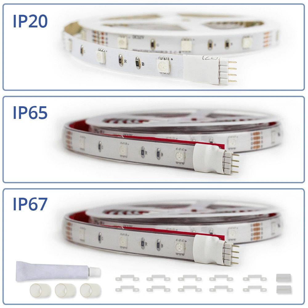 1m RGB LED Streifen Set – 30 LED/m, Inkl. Controller, Fernbedienung & 3A Netzteil