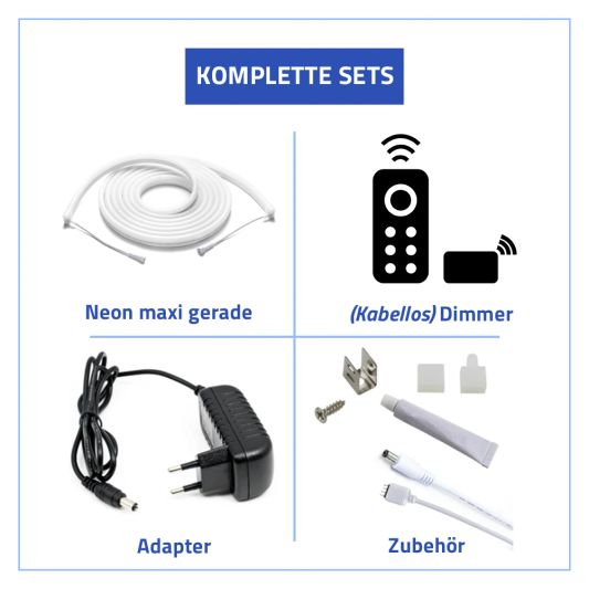 1 Meter RGB Neon LED Flex Maxi gerade - komplettes Set Neon Beleuchtung