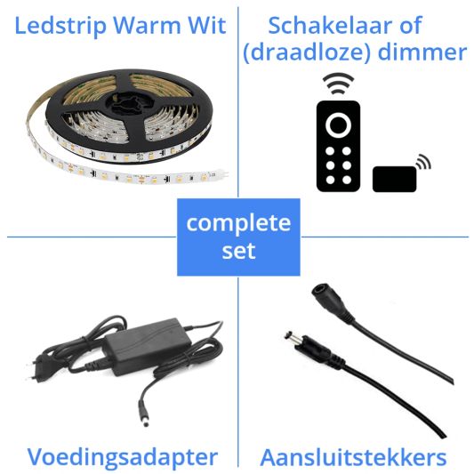 Led Streifen 10 Meter warmweiß - Komplettes Set Basic Plus - 128 Leds pro Meter