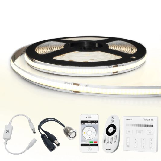 10 Meter Neutralweißer LED Streifen COB mit 384 LEDs p/m - komplettes Set