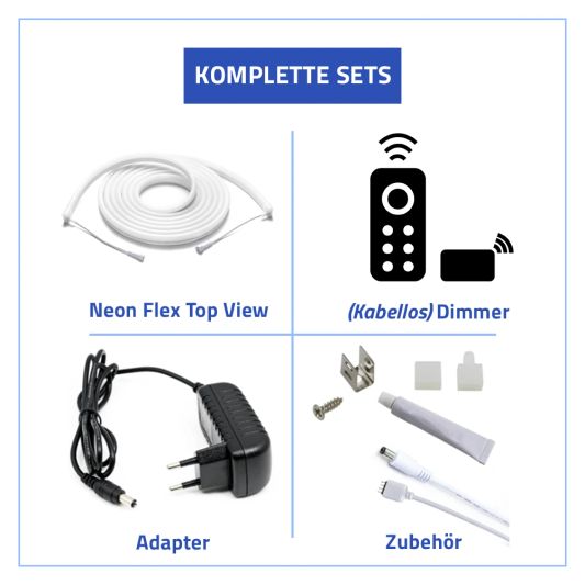 10 Meter LED Flex Warmweiß Midi Top View - komplettes Set Beleuchtung