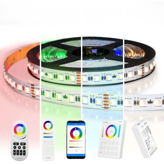 10 meter RGBW led strip complete set - Pro 96 leds per meter - Multicolor met Helder wit