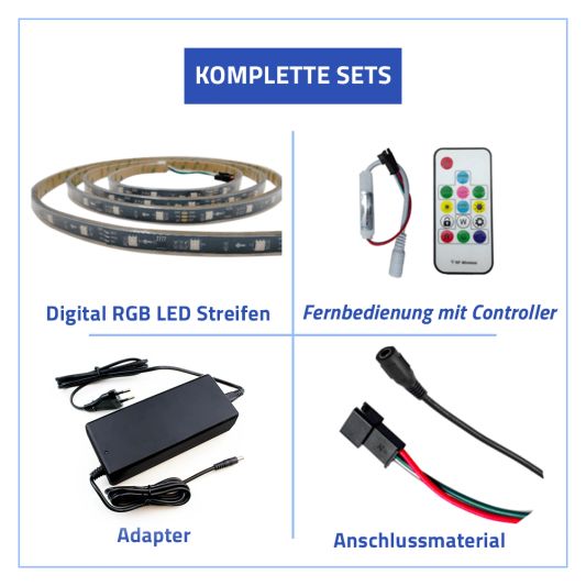 10 Meter WS2811 digitales RGB LED Streifen Set - Basic