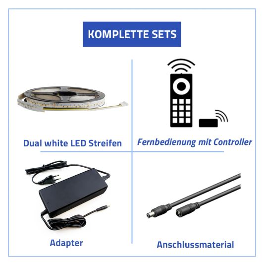 11 Meter Dual White LED Streifen Komplettset - Pro 320 LEDs
