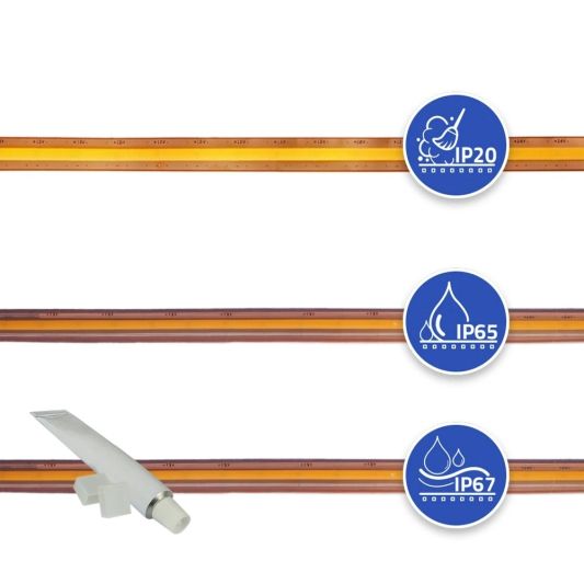 11 Meter warmweißer LED-Streifen COB mit 600 LEDs p/m - Komplettset