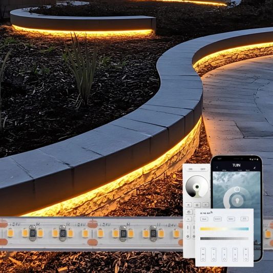 12 Meter Warmweißer LED Streifen für Außen komplettes Set
