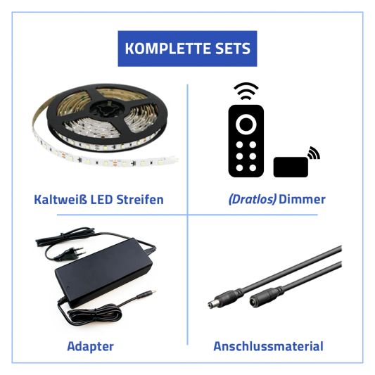 13M - 1560 LEDs Komplettset LED-Streifen Kaltweiß