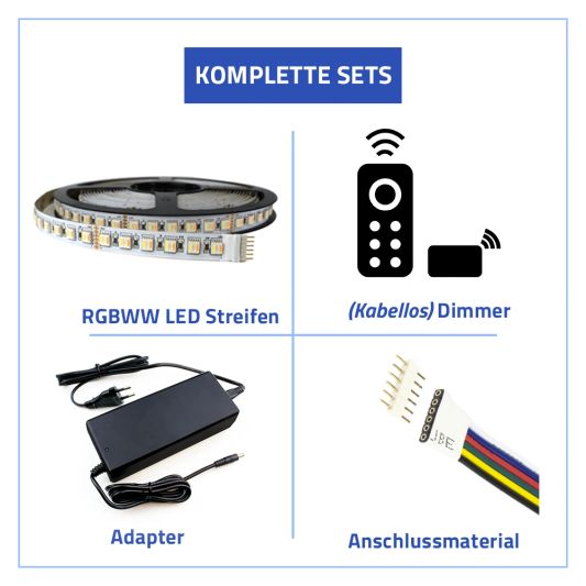 13 Meter RGBWW LED Streifen pro Metereterit 1248 Led's - komplettes Set
