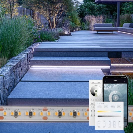 15 Meter Kaltweißer LED Streifen für Außen komplettes Set