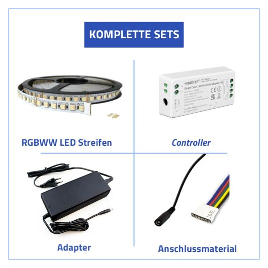 15 Meter komplette Set RGBWW -LED -Streifen mit Zigbee -Steuerung