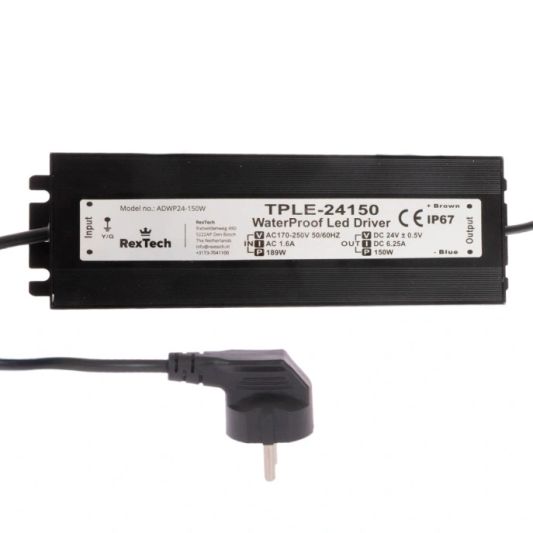 150 Watt - 24V / 6.25A wasserdichter Adapter für LED Streifen