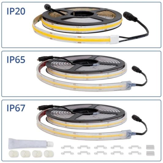 16 Meter warmweißer LED Streifen COB Premium mit 504 LEDs p/m - komplettes Set
