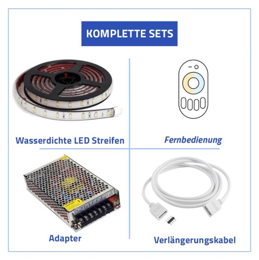 17 Meter Dual White LED Streifen für Außen komplettes Set
