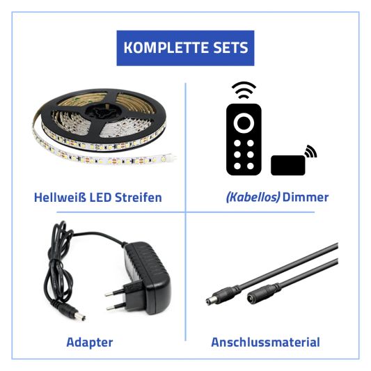 2 Meter - 240 LED Streifen Neutralweiß | Komplettset | Premium 120 LEDs p/m
