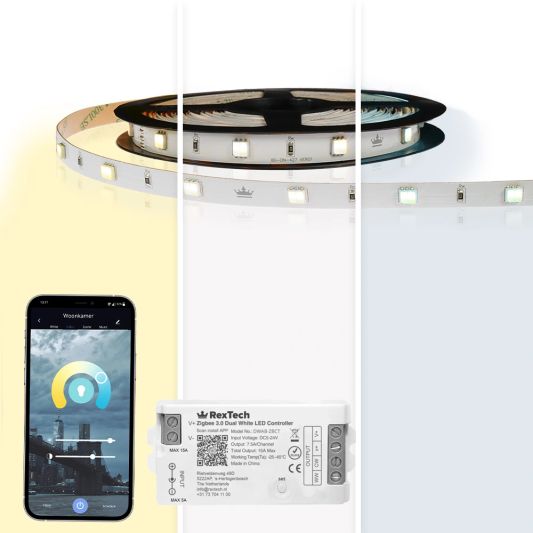 2 Meter komplettes Set Dual White LED Streifen mit Zigbee Steuerung