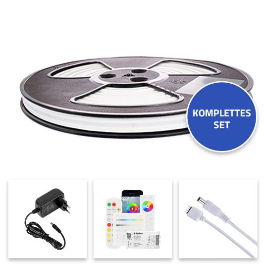 2 Meter RGB Neon LED Flex Midi gerade - komplettes Set Neon Beleuchtung