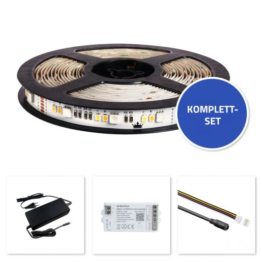 21 Meter komplette Set RGBWW -LED -Streifen mit Zigbee -Steuerung