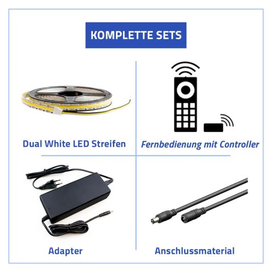 24 Meter Dual White LED Streifen Komplettset - Prime 608 LEDs