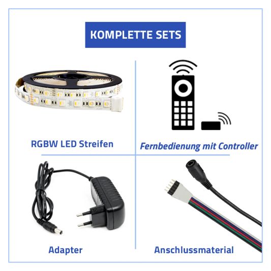 25 Meter RGBW LED Streifen komplettes Set - Premium 1800 Led's
