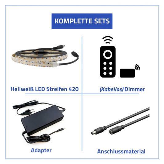 3 Meter - 1260 Led's komplettes LED Streifen Set Neutralweiß Pro