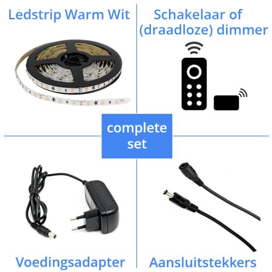 Led Streifen 3 Meter warmweiß - Komplettes Set Basic Plus - 128 Leds pro Meter