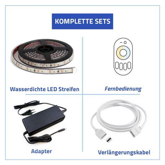 3 Meter Dual White LED Streifen für Außen komplettes Set