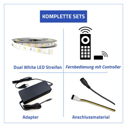 30 Meter Dual White LED Streifen komplettes Set - Basic 1800 Led's