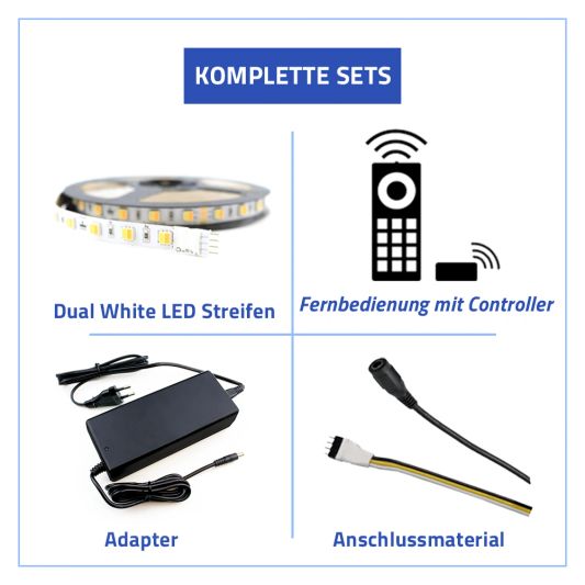 30 Meter Dual White LED Streifen komplettes Set - Premium 3600 Led's