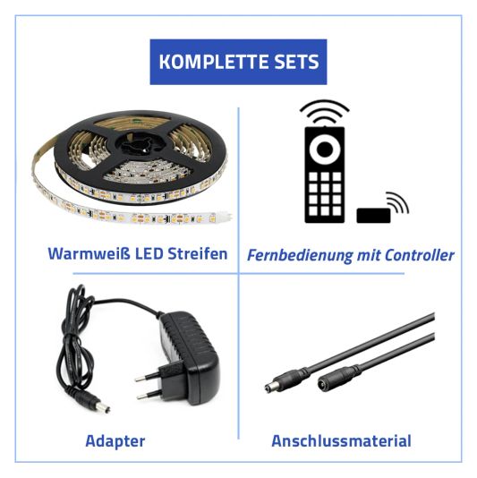4 Meter - 480 Led's komplettes LED Streifen Set Warmweiß