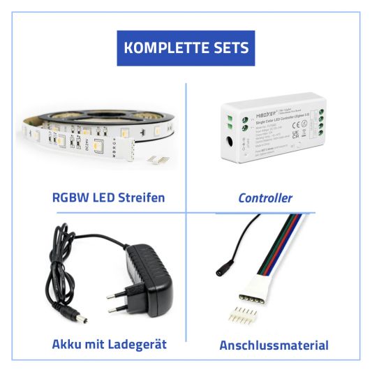 4 Meter komplettes Set RGBW LED Streifen mit Zigbee Steuerung