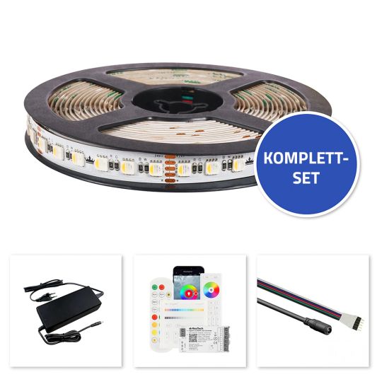 40 Meter RGBW LED Streifen komplettes Set - Pro 96 Led's pro Meter - Multicolor mit Warmweiß