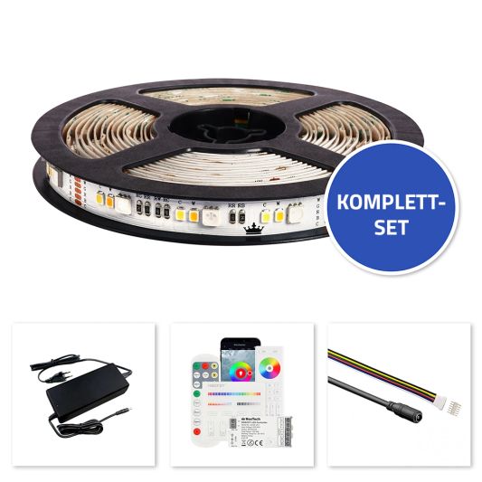 40 Meter RGBWW LED Streifen Basic mit 36 leds p/m - Komplettes Set