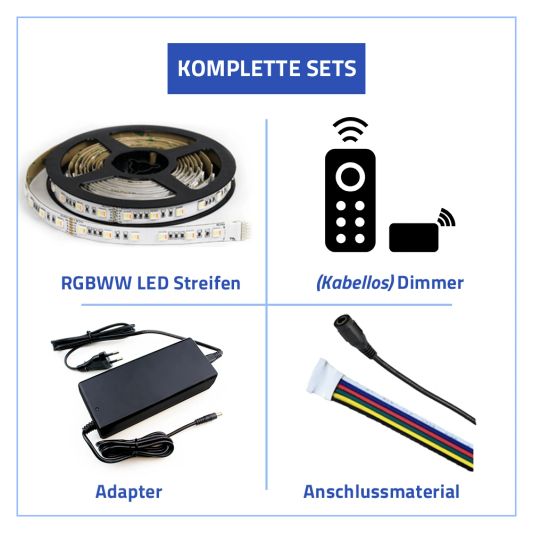 45 Meter RGBWW LED Streifen Premium mit 2700 Led's - komplettes Set