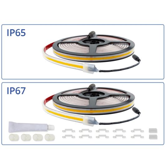 5 Meter COB Led Streifen IP65/67 24V - Extra warmweiß 2400K - 384 Leds p/m