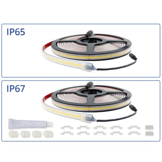 5 Meter COB Led Streifen IP65/67 24V - kaltweiß 6500K - 384 Leds p/m