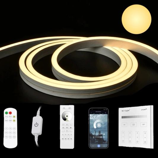 5 Meter Neon LED Flex Midi gerade Warmweiß - komplettes Set Neon Beleuchtung