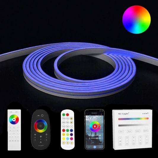 5 Meter RGB Neon LED Flex Midi gerade - komplettes Set Neon Beleuchtung