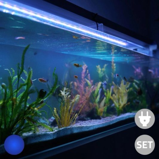 50 bis 70 cm Blau komplettes Set Aquarium LED Streifen
