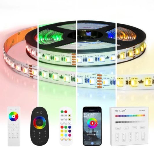 6 Meter RGBW LED Streifen komplettes Set - Pro 96 Led's pro Meter - Multicolor mit Warmweiß