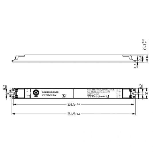 60W - 12V Professioneller kompakter dimmbarer LED Treiber für Dali Dimmer