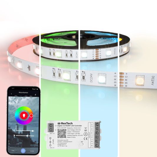 8 Meter komplettes Set RGBW LED Streifen mit Zigbee Steuerung