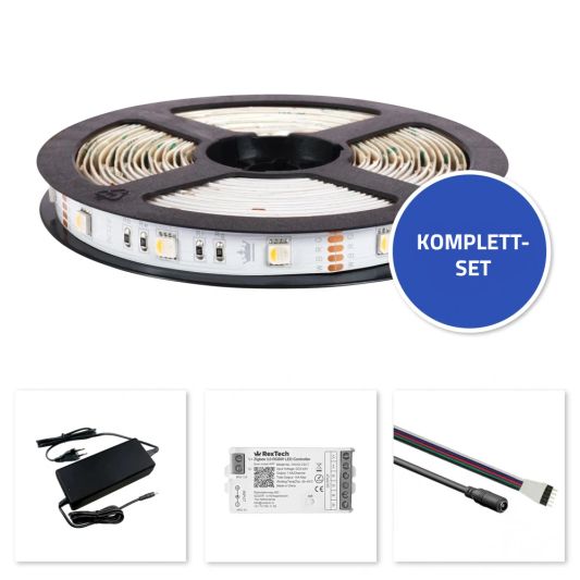 8 Meter komplettes Set RGBW LED Streifen mit Zigbee Steuerung