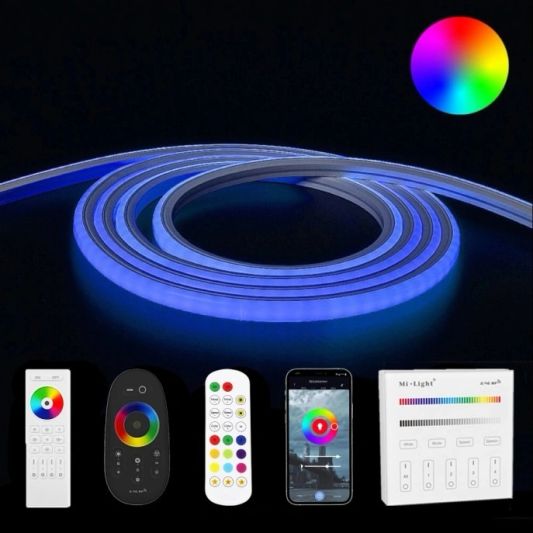 8 Meter RGB Neon LED Flex Midi Top View - komplettes Set Neon Beleuchtung