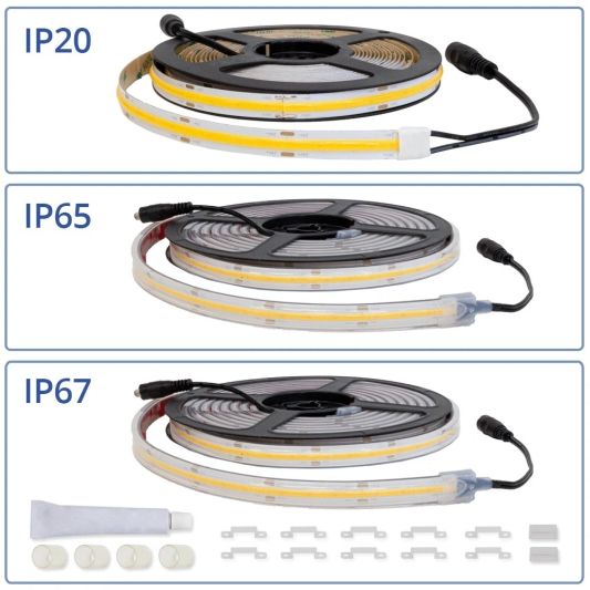 9 Meter Warmweißer LED Streifen COB Premium mit 504 LEDs p/m - komplettes Set