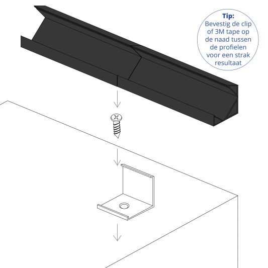 Aluminium Led Streifen Eckprofil schwarz 3M breit - Komplett mit Abdeckkappe
