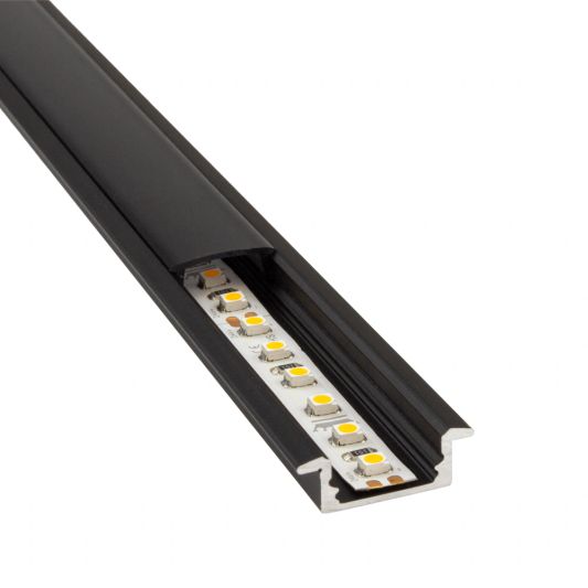Aluminium LED Streifen Profil schwarz Einbau 4M Slim Line - 7 mm hoch - komplett mit AbschlusskAppe