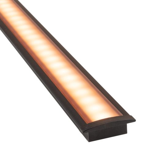 Aluminium LED Streifen Profil schwarz Einbau 4M Slim Line - 7 mm hoch - komplett mit AbschlusskAppe